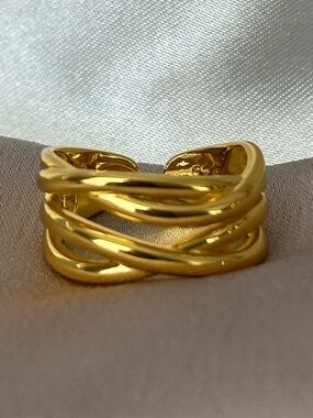 Gold 925 Sterling Silver Multi-Band Ring
